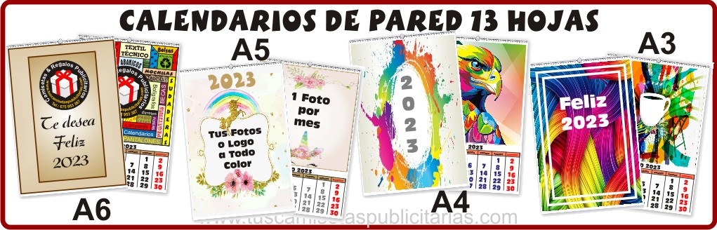 Calendarios pared 13 hojas personalizados todo color foto texto logo