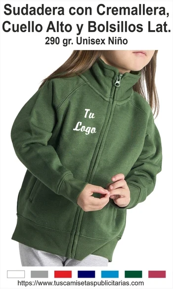 Sudadera Cremallera Niño Personalizada