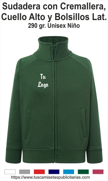 Sudadera Cremallera Niño Personalizada