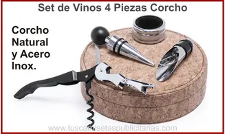 Set de Vino Corcho 4 Piezas