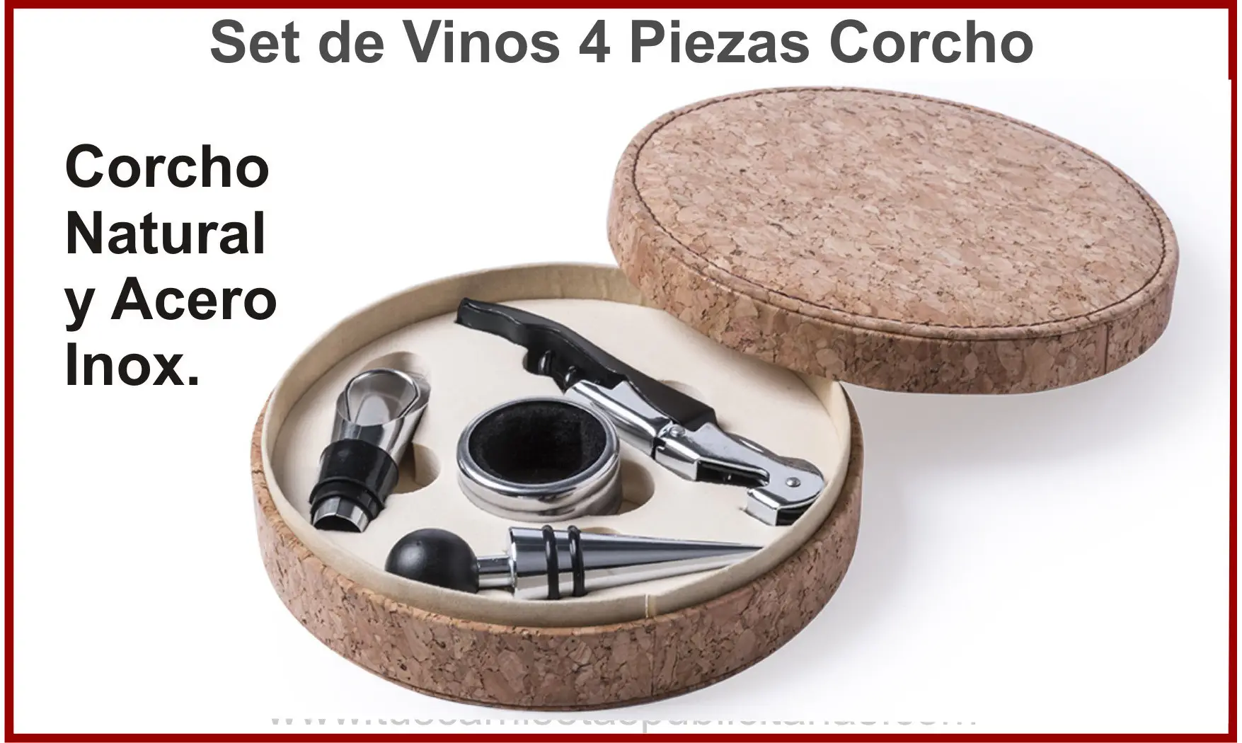 Set de Vino Corcho 4 Piezas