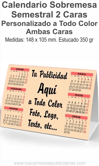 Calendario Mesa Semestral Personalizado