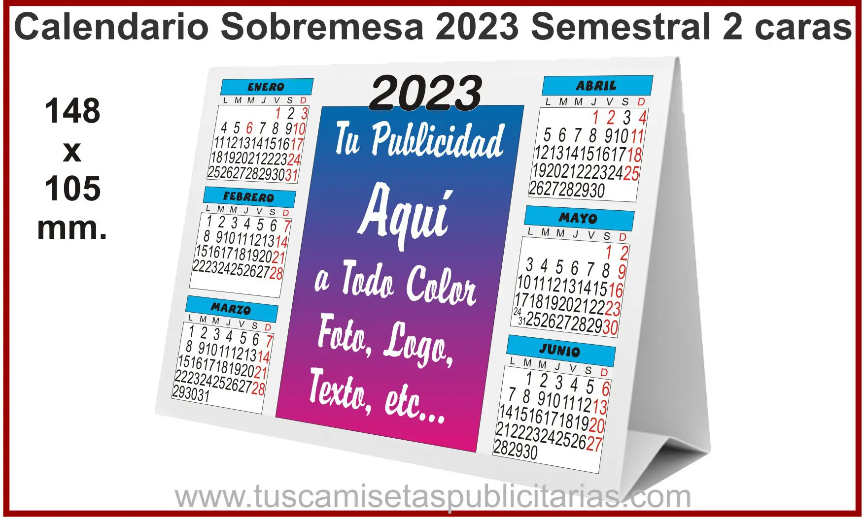 Calendario Mesa Semestral Personalizado