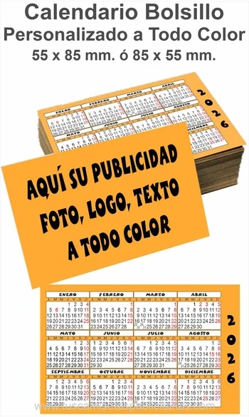 Calendario Bolsillo Personalizado