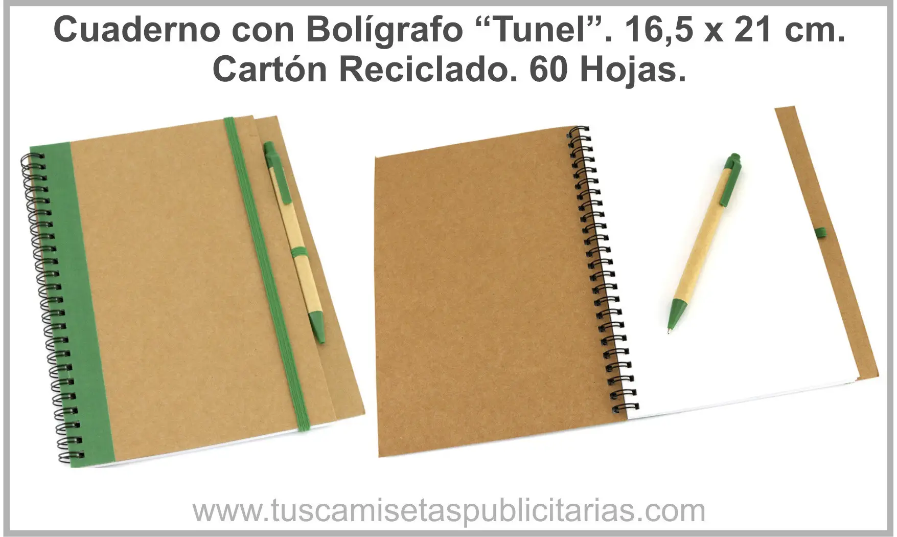 Cuaderno Cartón Reciclado 16 x 21 cm.