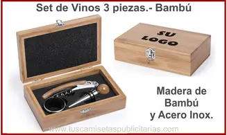 Set de Vino Bambú 3 Piezas