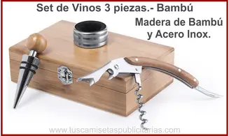 Set de Vino Bambú 3 Piezas