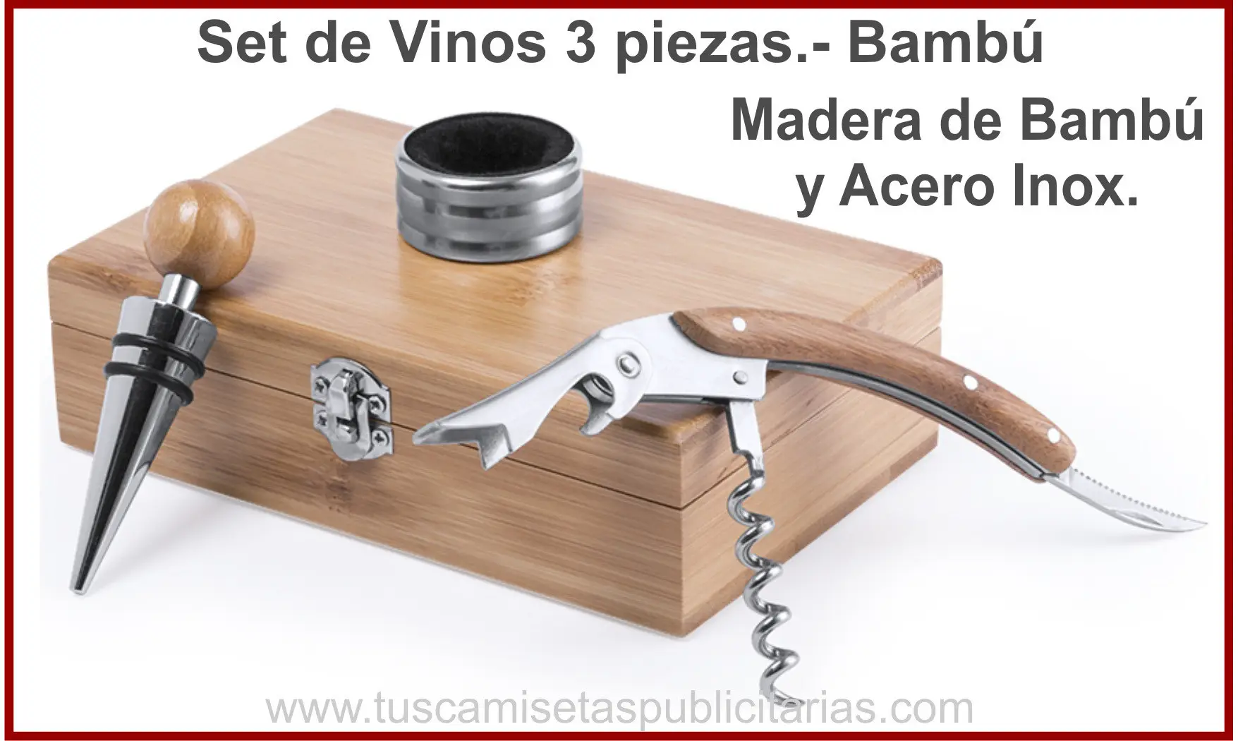 Set de Vino Bambú 3 Piezas