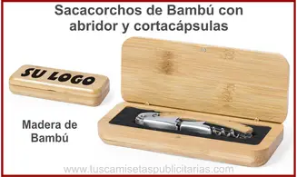 Sacacorchos de Bambú Personalizado