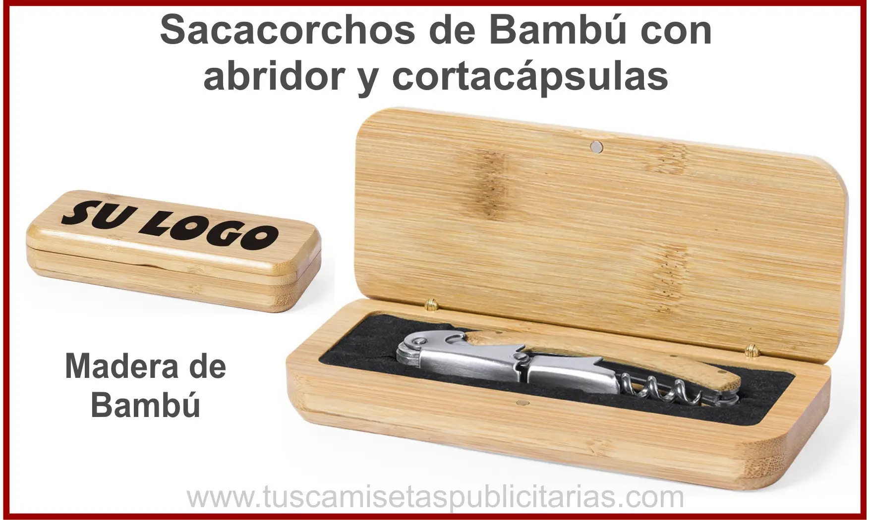 Sacacorchos de Bambú Personalizado