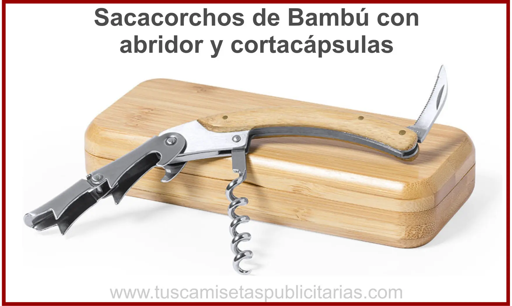 Sacacorchos de Bambú Personalizado