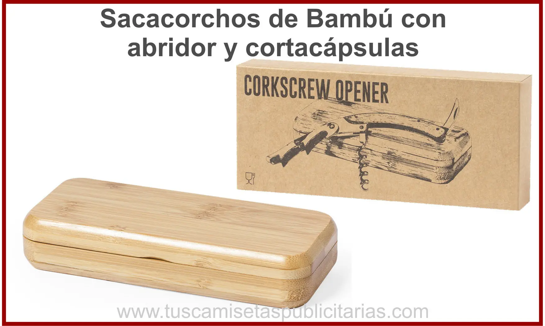 Sacacorchos de Bambú Personalizado