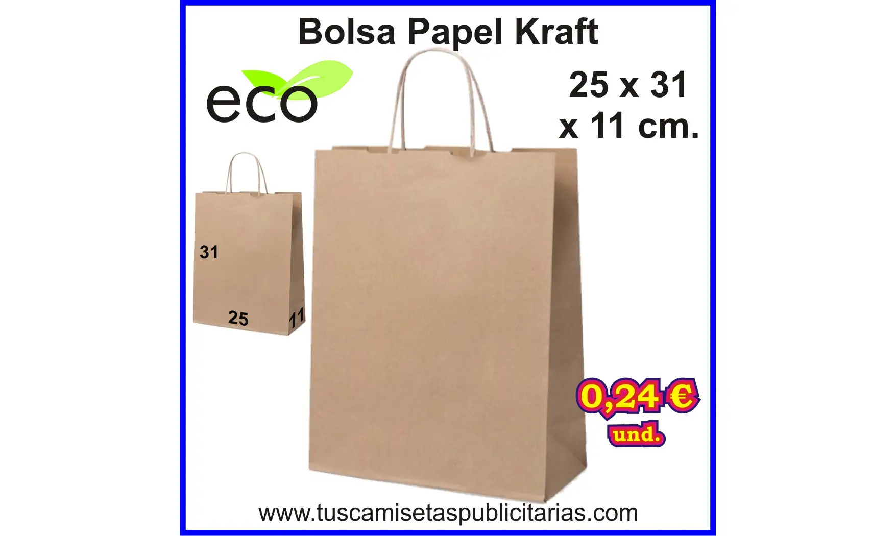 Bolsa Papel 25x31x11 cm.