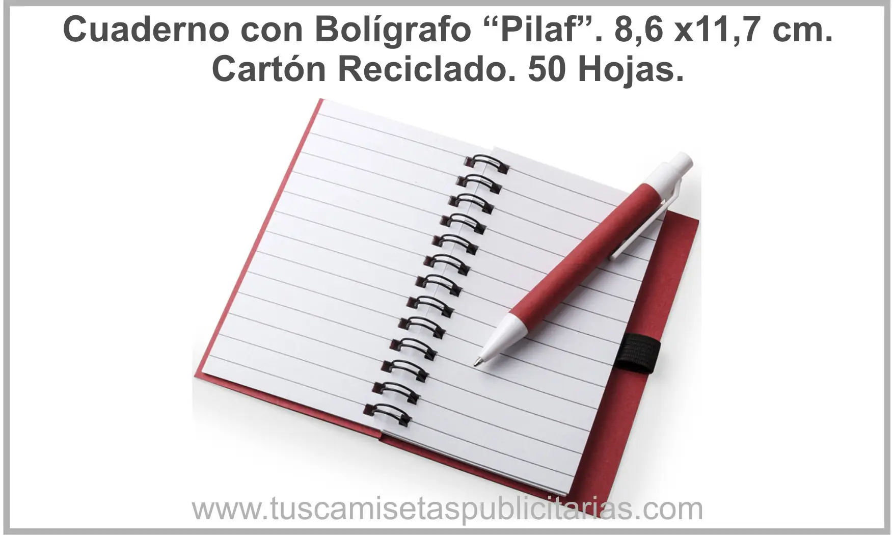 Cuaderno Cartón Reciclado 8 x 12 cm.