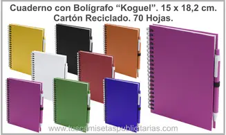 Cuaderno Cartón Reciclado 15 x 18 cm.