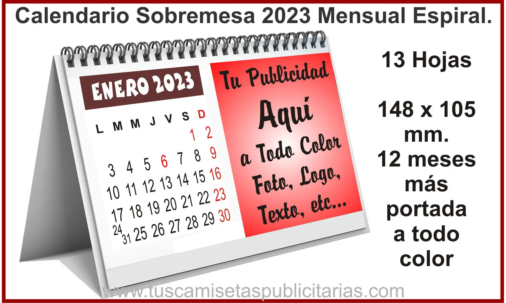 Calendario Sobremesa Espiral 13 Hojas
