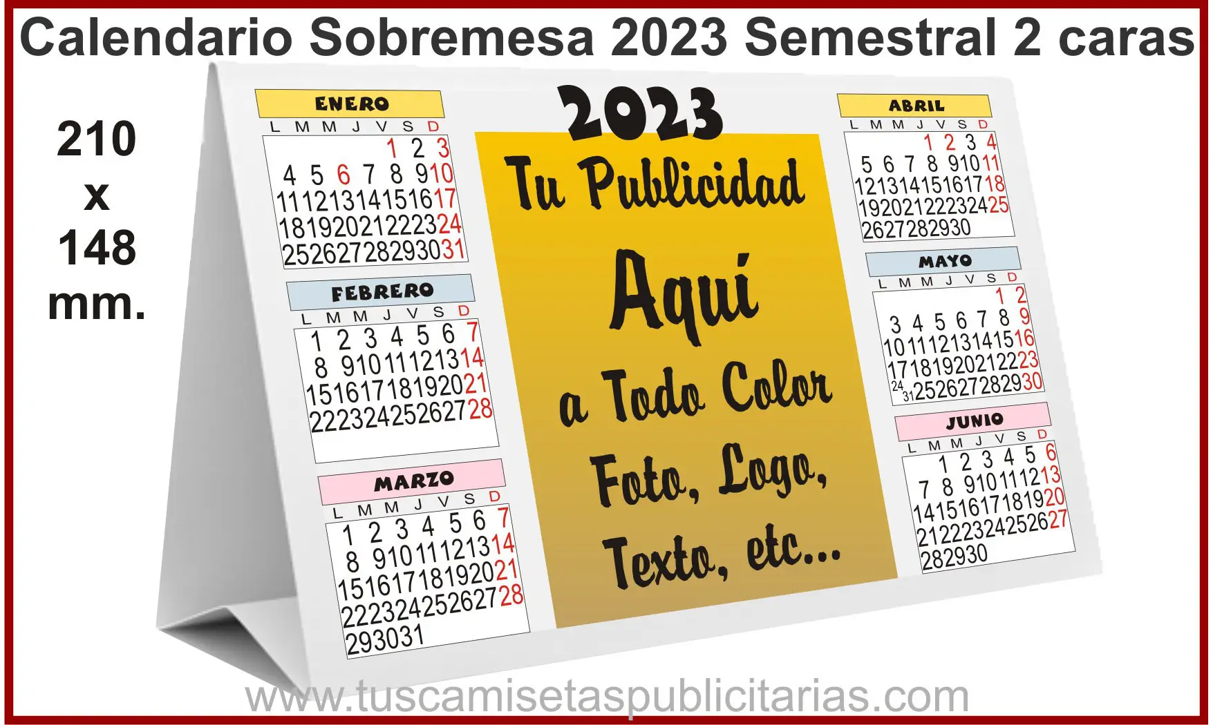 Calendario Sobremesa Semestral 210 mm.