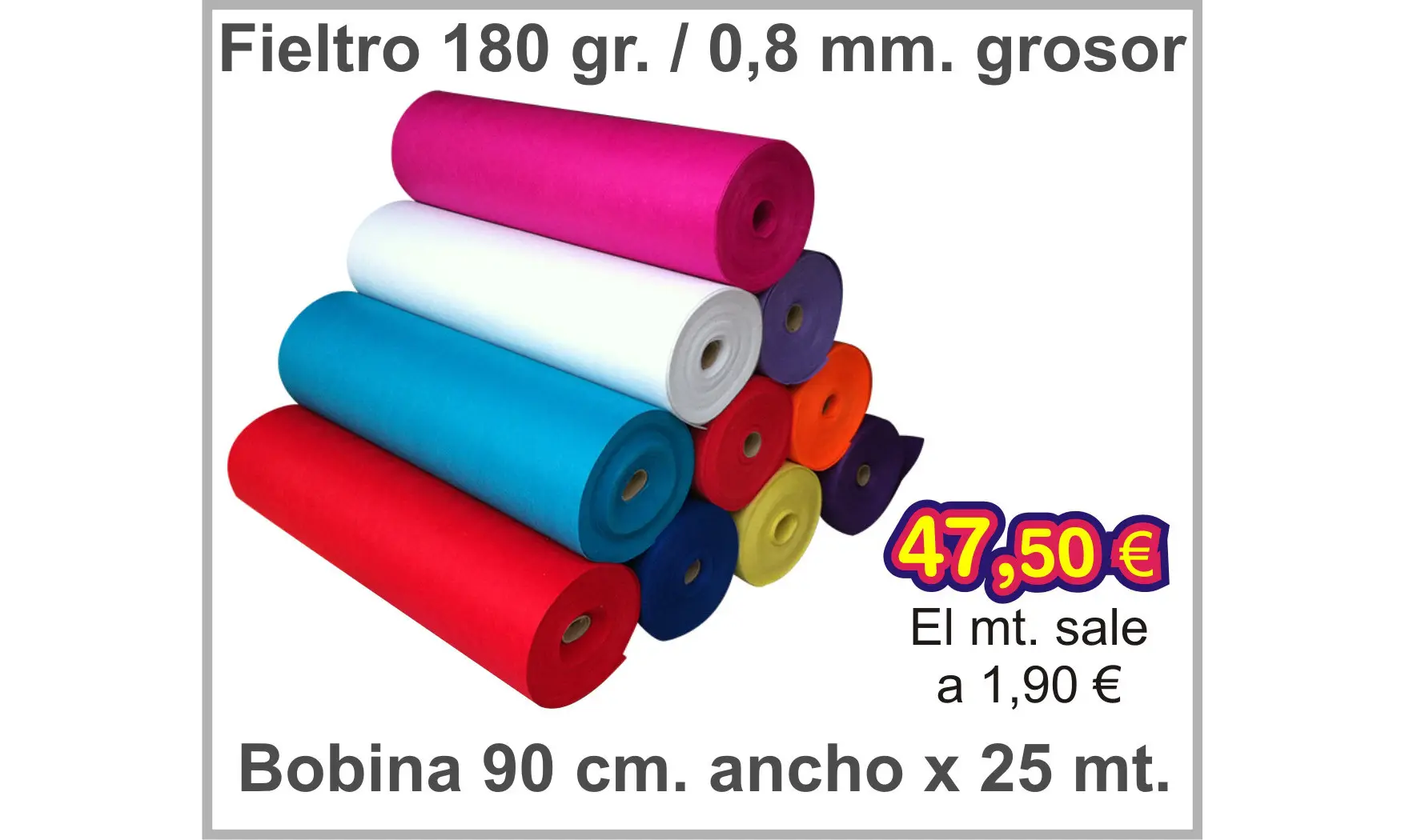 Fieltro 180 gr. Bobina 90 cm. x 25 mt.