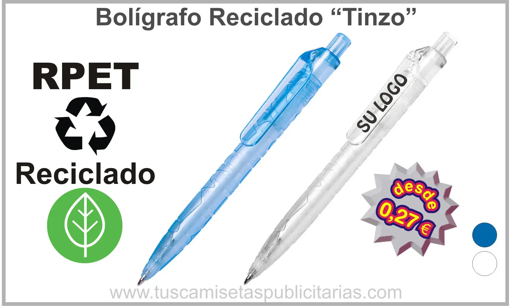 Bolígrafo Reciclado RPET Personalizado