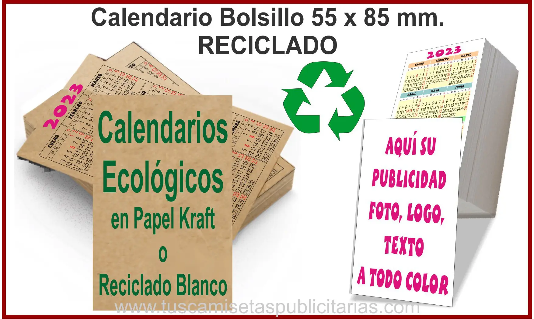 Calendario Bolsillo Reciclado Publicidad