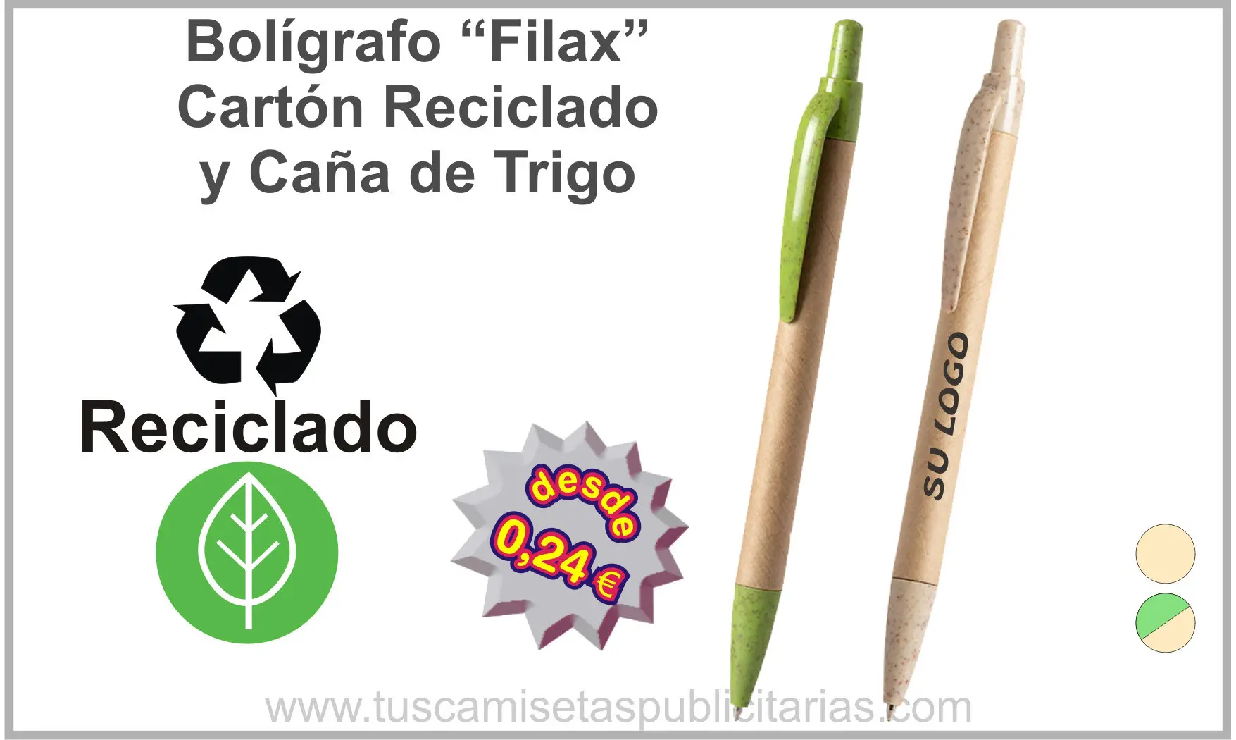 Bolígrafo Cartón Reciclado Personalizado