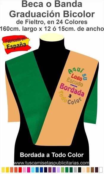 Beca Graduación Bicolor Bordada