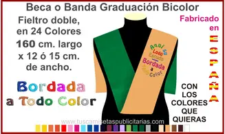 Banda Graduación Bicolor Bordada