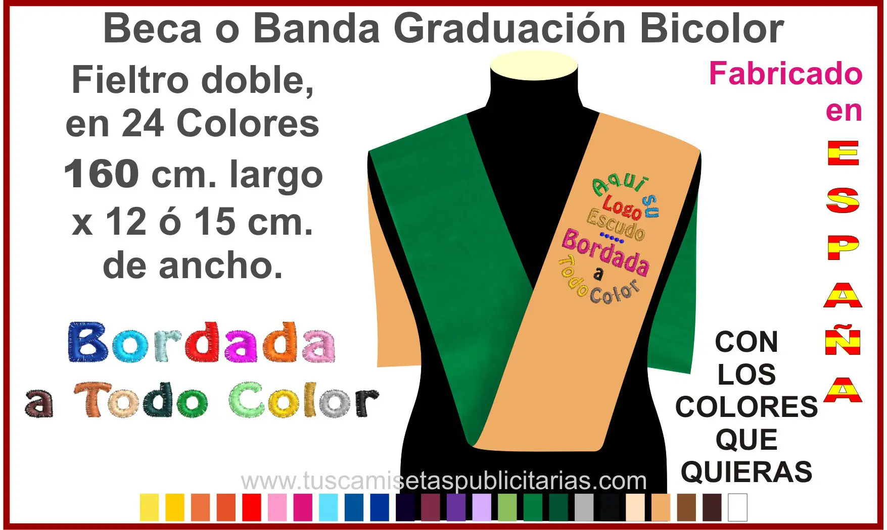 Banda Graduación Bicolor Bordada