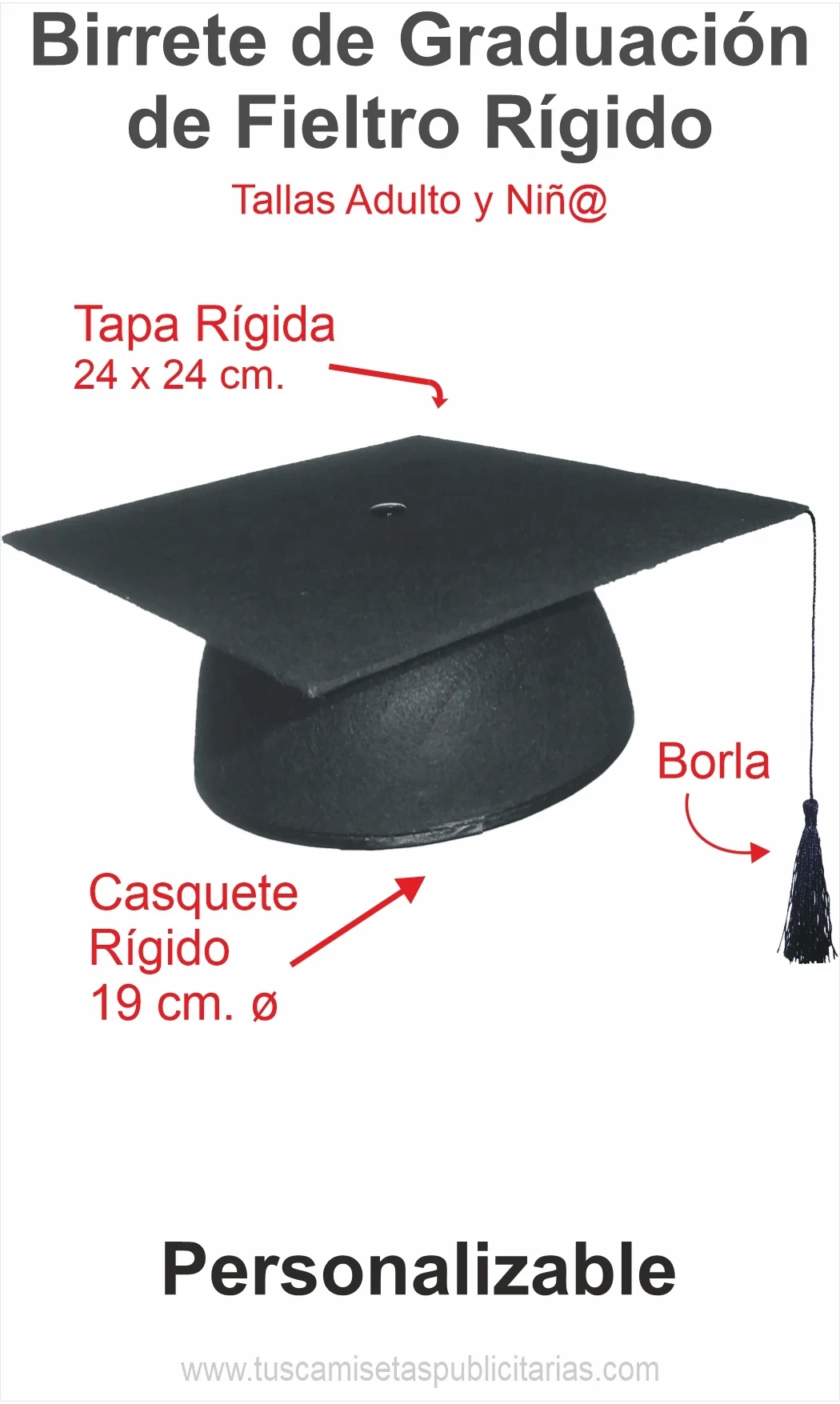 Birrete Graduación Fieltro