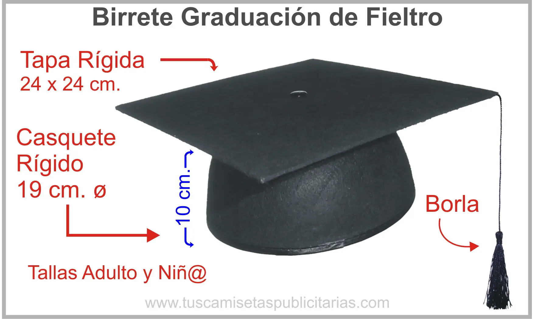 Birrete Fieltro Graduado