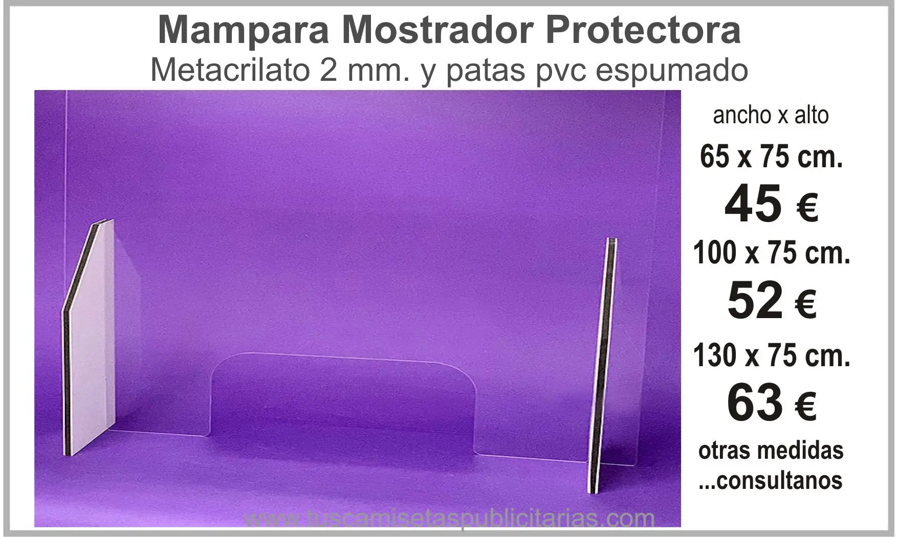Mampara Mostrador Protectora Mod. L