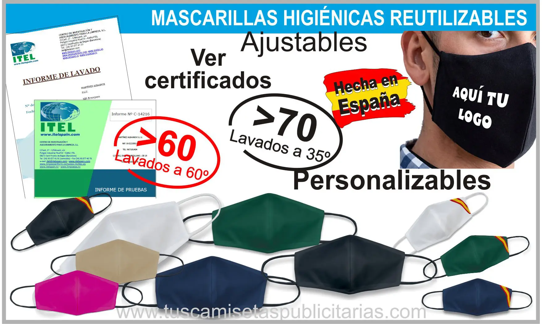 Mascarilla Higiénica Reutilizable 70 Lav