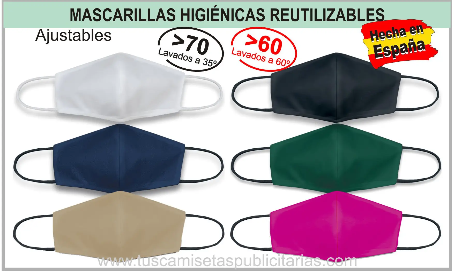 Mascarilla Higiénica Reutilizable 70 Lav