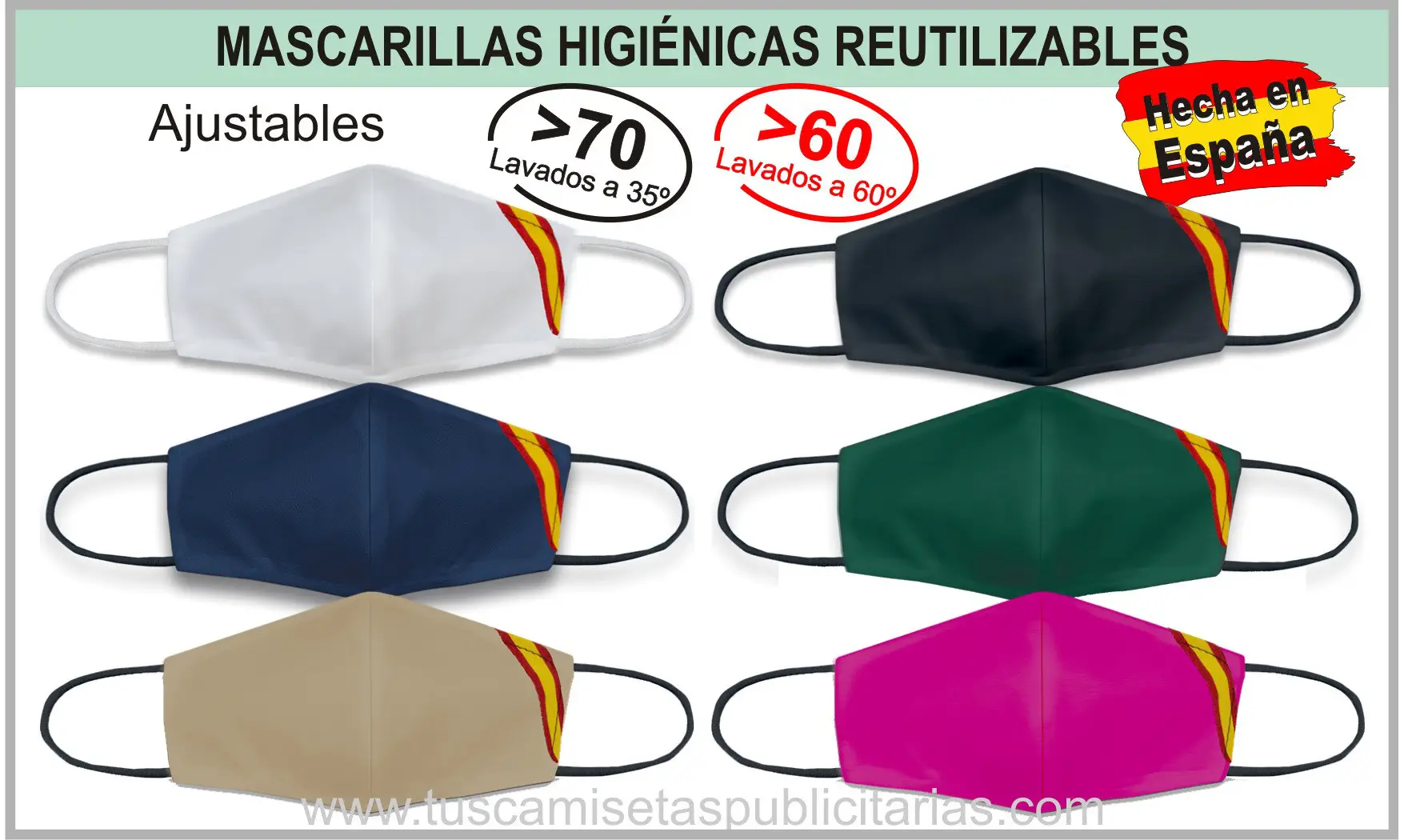 Mascarilla Higiénica Reutilizable 70 Lav