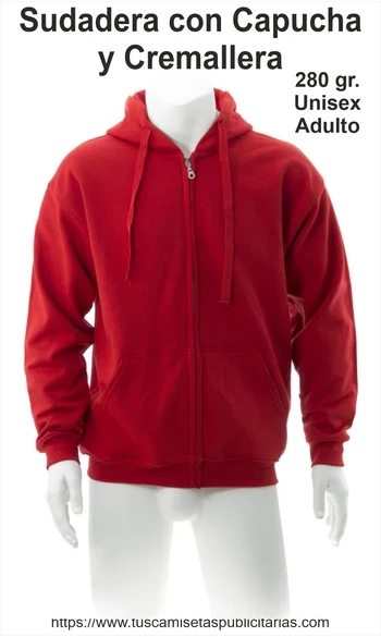 Sudadera Capucha Cremaller Personalizada