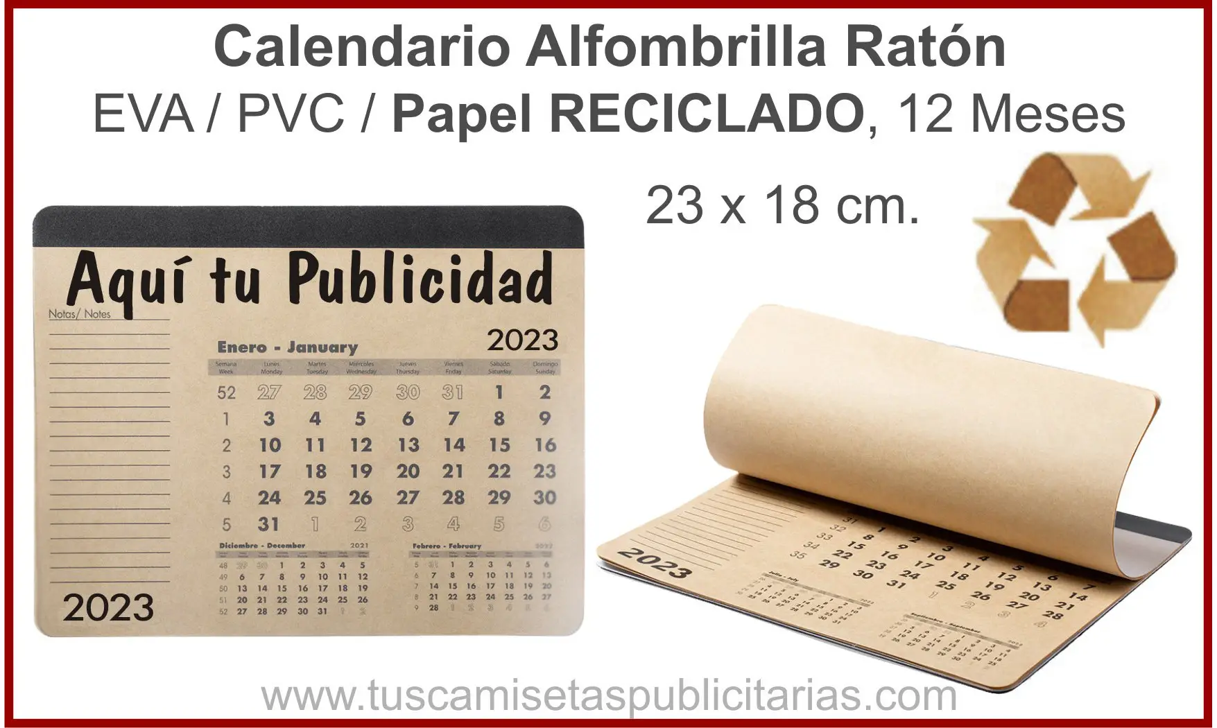 Alfombrilla Calendario Papel Reciclado